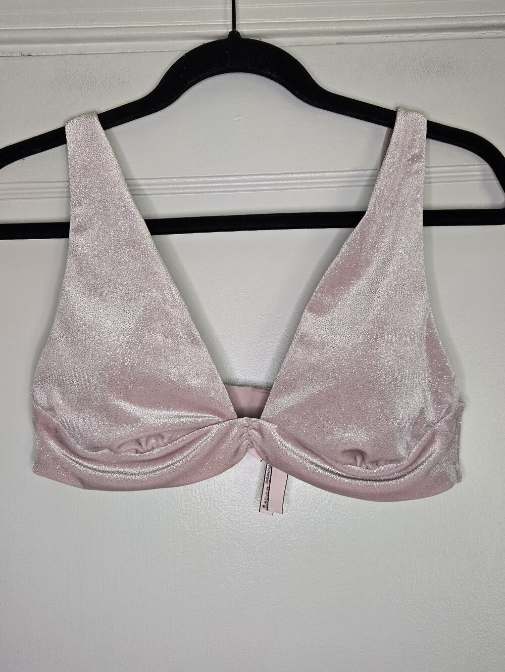 Victoria's Secret Pale Pink Shimmer Velour Bralette Women's Large